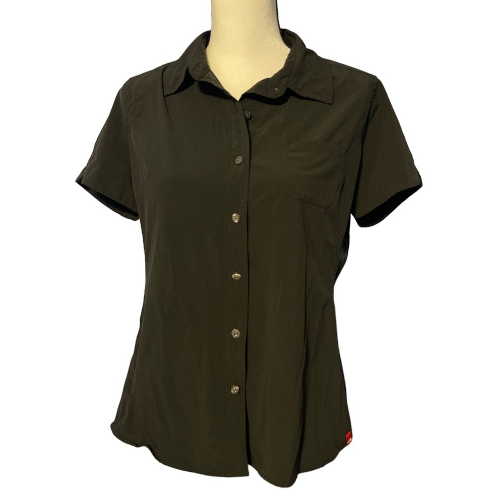 The North Face Black Button Down Top Shirt Short Sleeve Ladies Sz L
